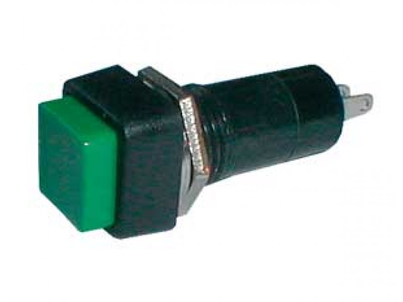 Prepínač tlačidlo štvorec ON-OFF 250V/1A zelené