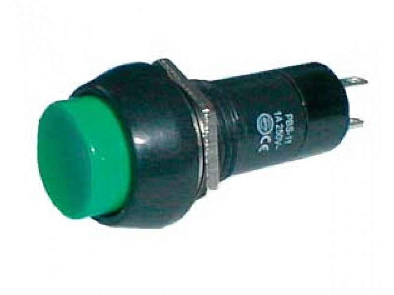 Prepínač tlačidlo okrúhle ON-OFF 250V/1A zelené