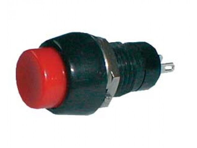 Prepínač tlačidlo okrúhle ON-OFF stred. červené (12V)