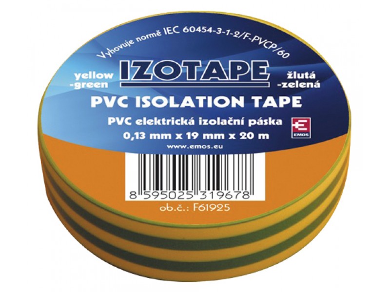 Páska izolačná PVC 19/20m zelenožltá EMOS