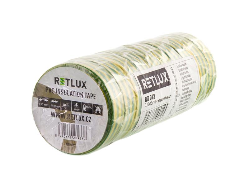 Páska izolačná PVC 15/10m zelenožltá RETLUX RIT 013 10ks