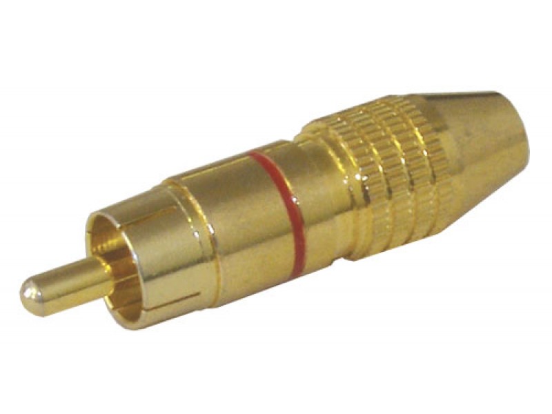 Konektor CINCH kábel kov zlatý pr.5-6mm červený