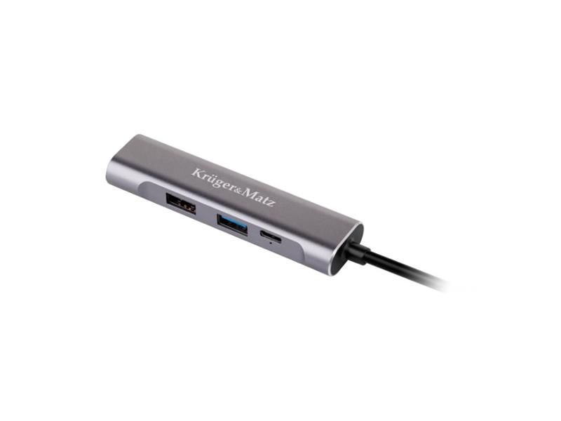 Adaptér KRUGER and MATZ (HUB) USB C na port HDMI / USB3.0 / USB2.0 / C