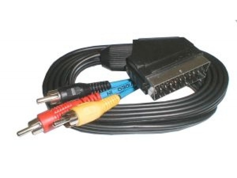Kábel EMOS SCART/3xCINCH konektor+prepínač 1,5m