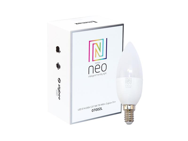 Smart žiarovka LED E14 5W teplá biela IMMAX NEO Zigbee 3.0 07002L