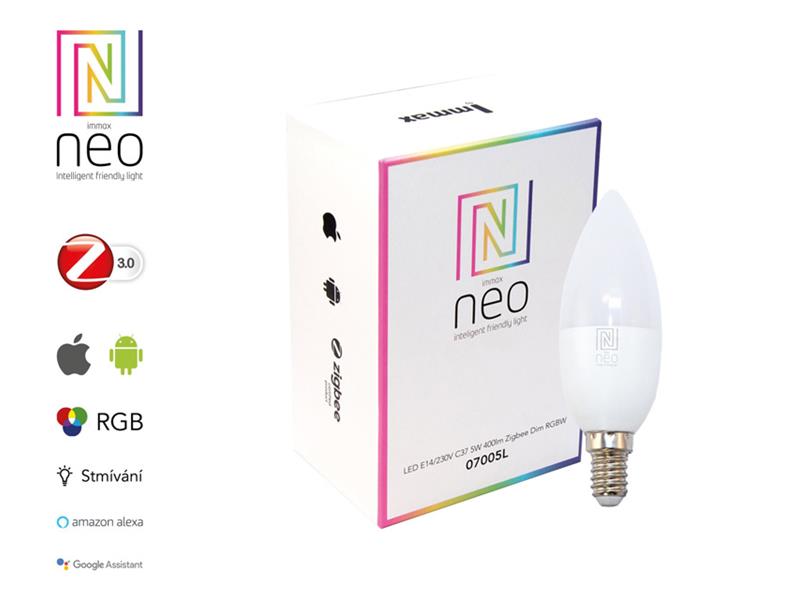Smart žiarovka LED E14 5W RGBW IMMAX NEO Zigbee 3.0 07005L