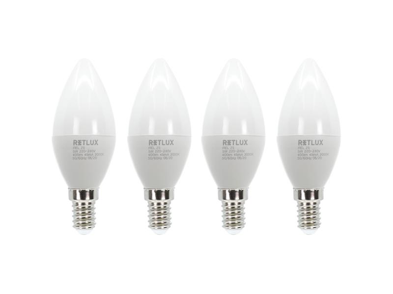 Žiarovka LED E14 5W C37 biela teplá RETLUX REL 25 4ks