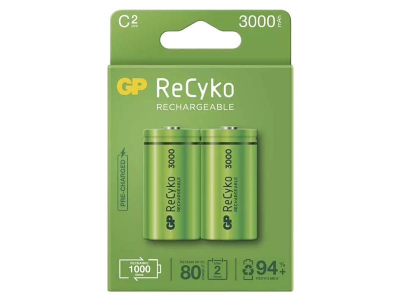 Batéria C (R14) nabíjacie 1,2V/3000mAh GP Recyko 2ks