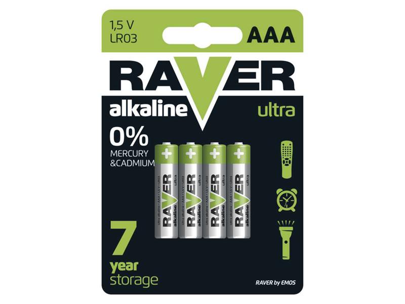 Batéria AAA (R03) alkalická RAVER 4ks