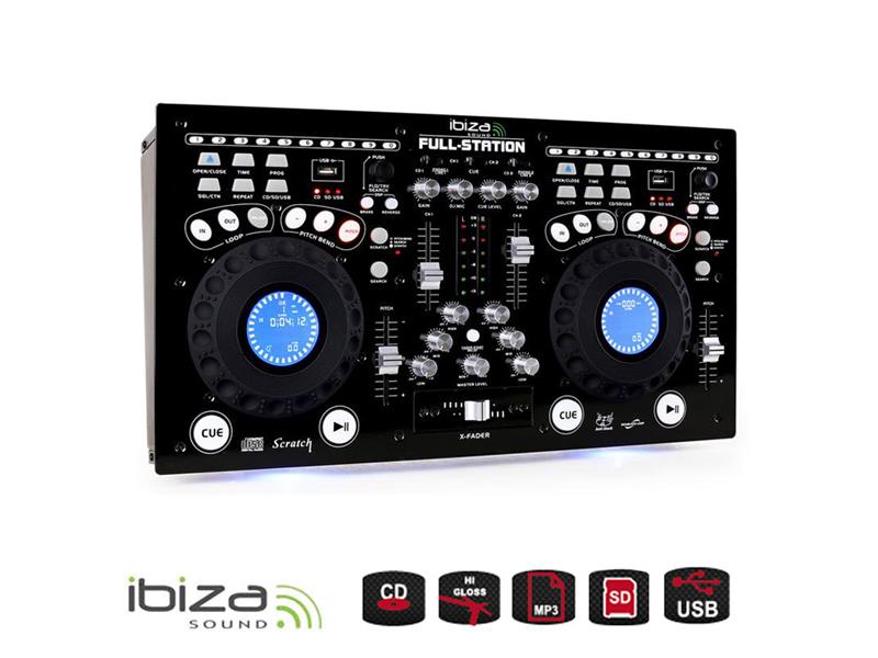 Pult mixážní IBIZA FULL-STATION s dvoj CD/USB/SD