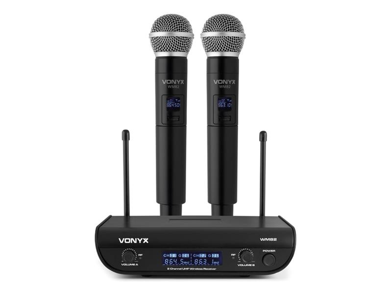 Mikrofon bezdrátový VONYX WM82, digitálny UHF, 2 kanálový, 2x ruční mikrofon
