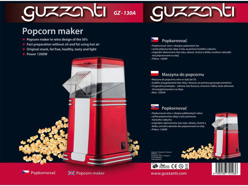 Výrobník popcornu GUZZANTI GZ 130A retro