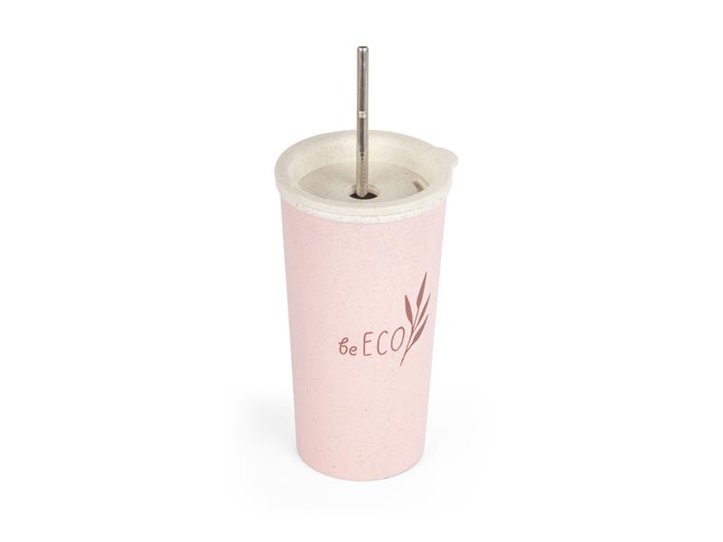 Kelímok s viečkom G21 beECO Latte 450ml ružový