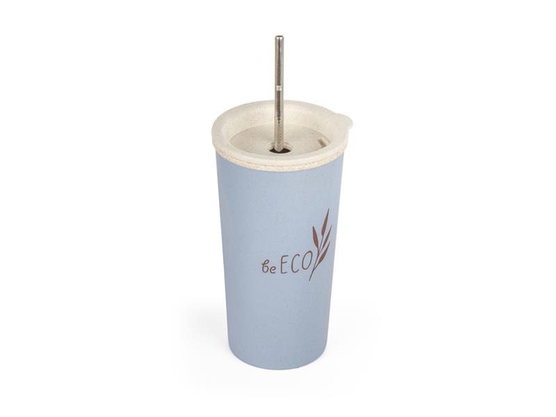 Kelímok s viečkom G21 beECO Latte 450ml modrý