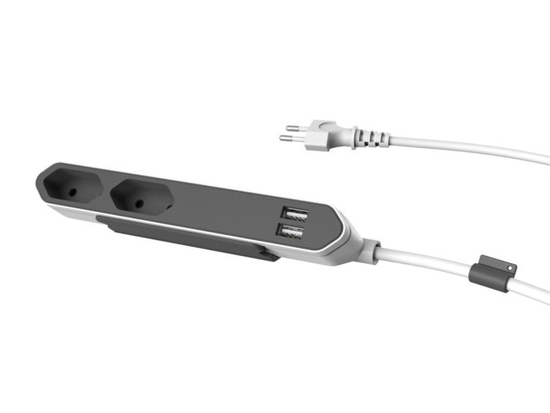 Predlžovací kábel POWERBAR USB Grey
