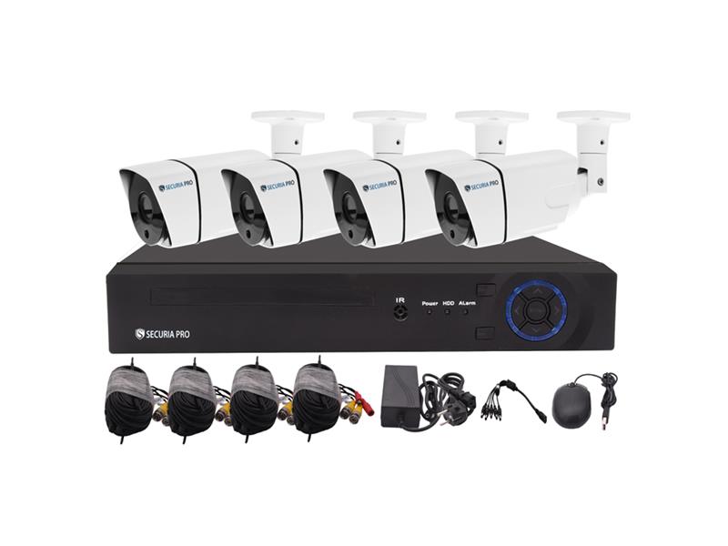 Kamerový systém SECURIA PRO AHD4CHV1-W 720P 4CH DVR + 4x IR CAM 1MP 720P analog