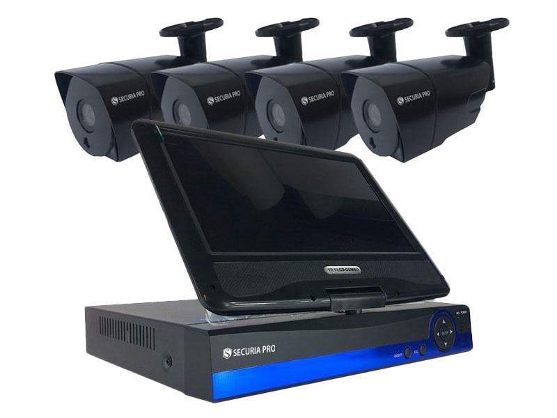 Kamerový systém SECURIA PRO AHD4CHV1-B 720P 4CH DVR + 4x IR CAM 1MP 720P + LCD analog