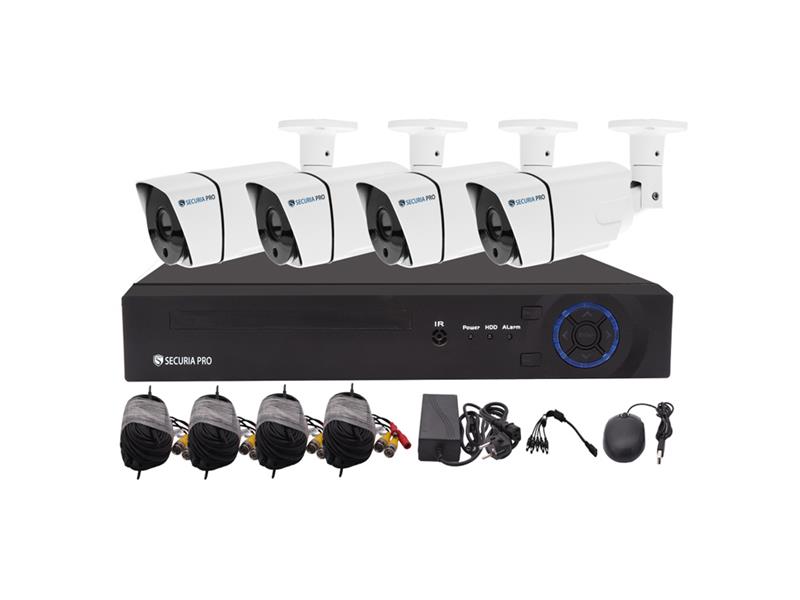 Kamerový systém SECURIA PRO AHD4CHV2-W 1080P 4CH DVR + 4x IR CAM 2MP 1080P analog