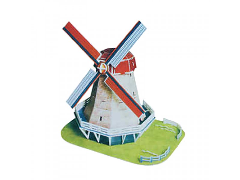 Puzzle 3D Větrný mlýn z Holandska - střední , papírové