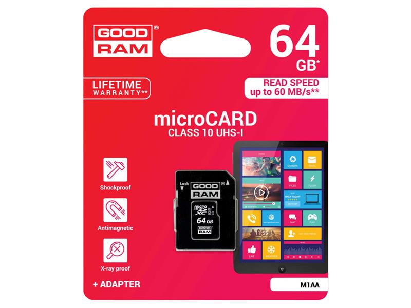 Karta paměťová GOODRAM microSD 64 GB UHS-I s adaptérem